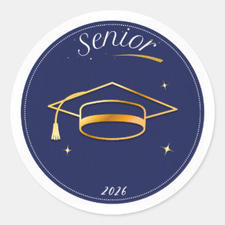 Adesivo Senior Class of 2026 Graduation Cap Round Sticker 