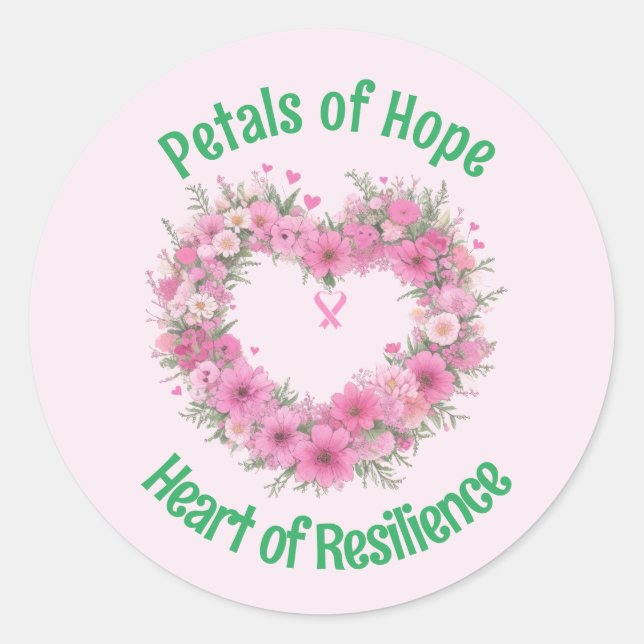 Adesivo Sensibilização do Cancer da mama Coração Floral (Frente)