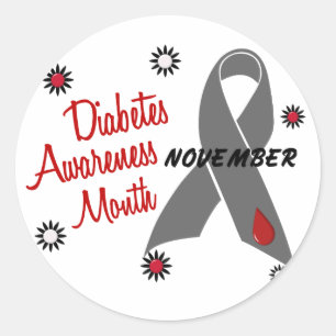 Adesivo Sensibilização para a diabetes Mês Cinza Faixa 1.1