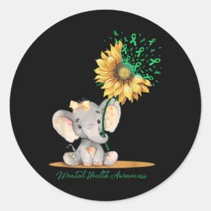 Adesivo Sensibilização Para A Saúde Mental Elefante Fofo G
