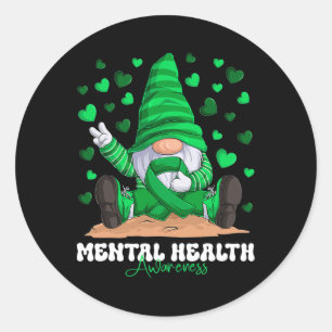 Adesivo Sensibilização para a saúde mental Mês Gnomo Verde