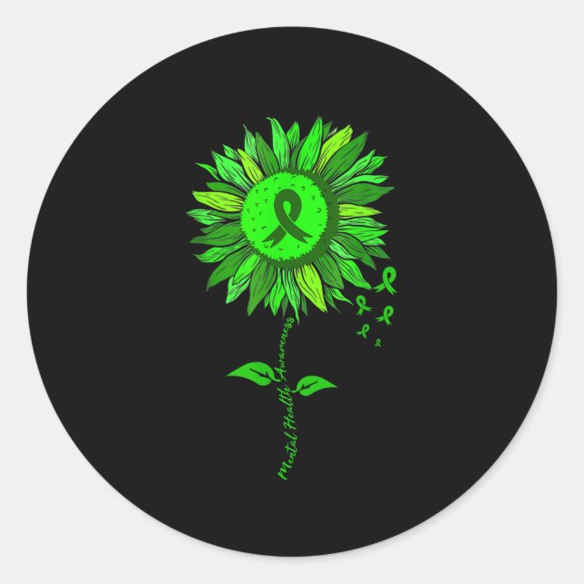 Adesivo Sensibilização para a saúde mental Sunflower Green (Frente)