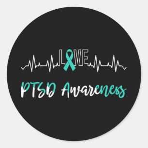 Adesivo Sensibilização Ptsd Amor Pulsação Fita Teal