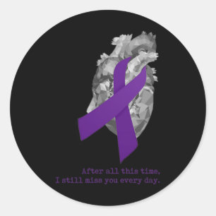 Adesivo Sensibilização Purple Ribbon Heart Miss Você