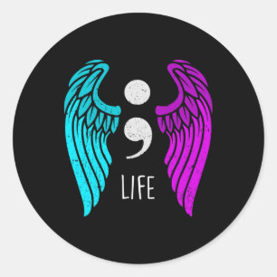 Adesivo Sensibilização Suicida - Anjo Semi Colon Life