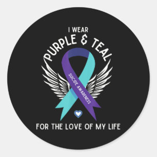 Adesivo Sensibilização Suicida Eu Visto Teal E Roxo Pelo A