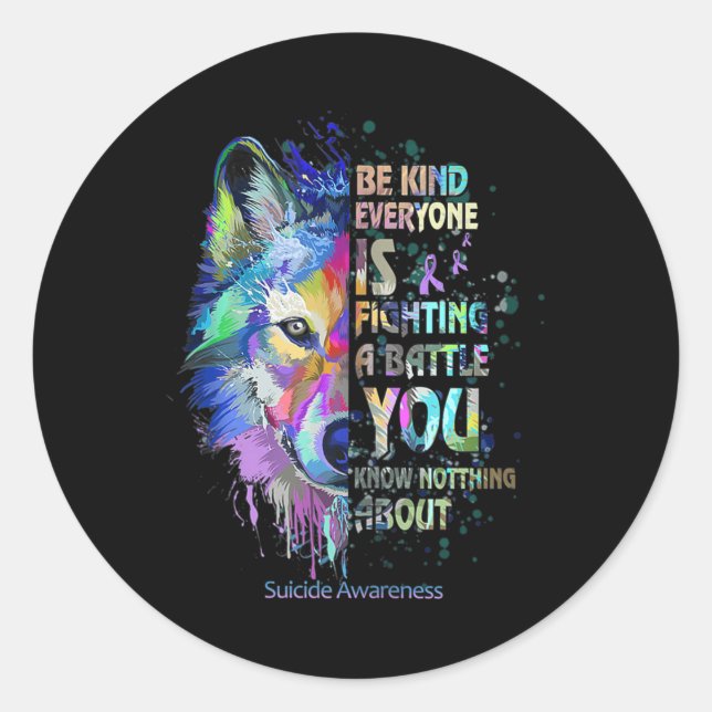 Adesivo Sensibilização Suicida Seja gentil Todos Estão Lut (Frente)