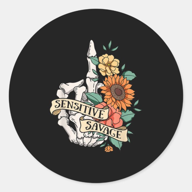 Adesivo Sensitive Savage Flower Skeleton Dead Inside Motiv (Frente)