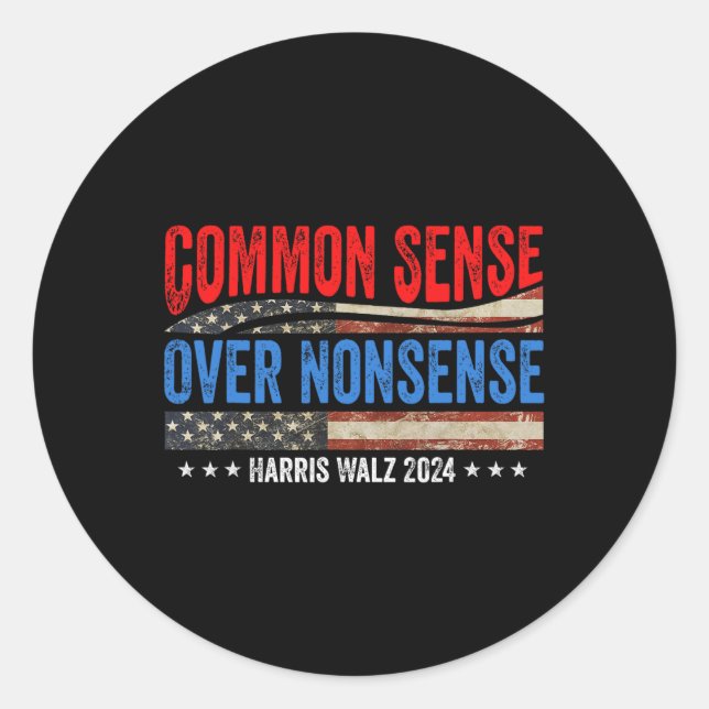 Adesivo Senso comum sobre bobagem Harris Waltz Democrata P (Frente)