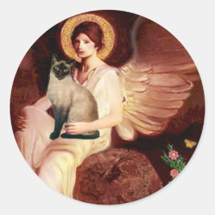 Adesivo Sentado Angel - Selo de focagem - gato siamês
