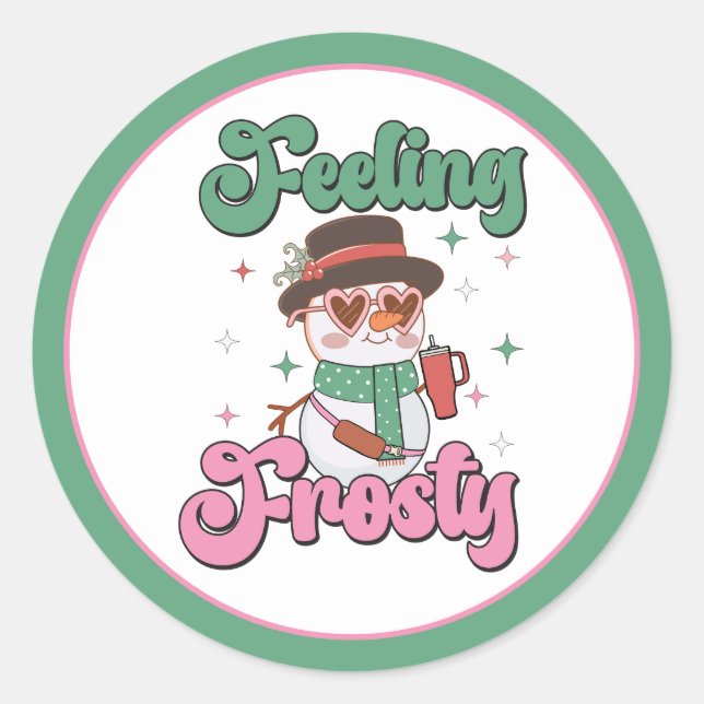 Adesivo Sentindo Gelo Boneco de Neve Retro (Frente)