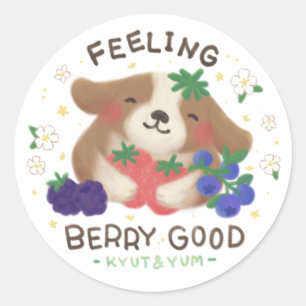 Adesivo Sentindo-se Muito Bem: Cachorro Fofo com Frutas