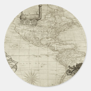 Adesivo Sepia Antiga Vintage Estados Unidos Mapa