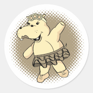 Adesivo Sepia Ballerina Hippo Com Tutu