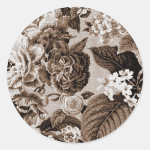 Adesivo Sepia Brown Vintage Floral Toile No.1