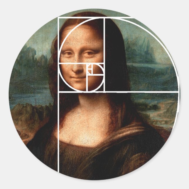 Adesivo Sequência Fibonacci Leonardo da Vinci Mona Lisa (Frente)