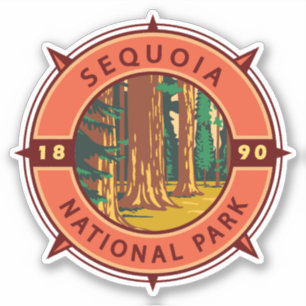 Adesivo Sequoia National Park Retro Compass Emblem