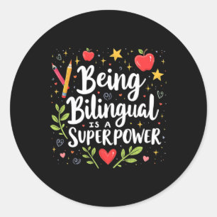 Adesivo Ser Bilingue é um Superpoder De Volta à Escola ESL