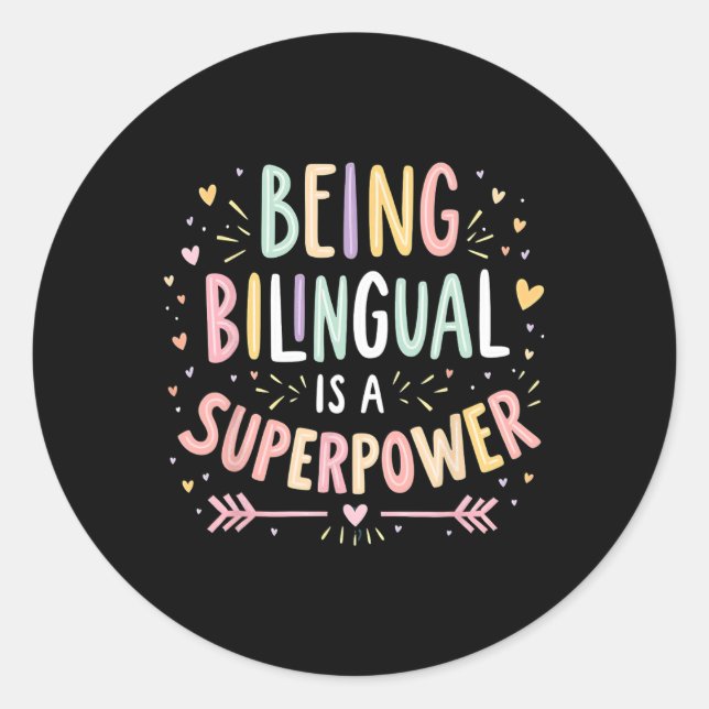 Adesivo Ser Bilingue é um Superpoder De Volta à Escola ESL (Frente)