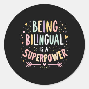 Adesivo Ser Bilingue é um Superpoder De Volta à Escola ESL