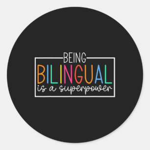Adesivo Ser Bilingue é um Superpoder Diversão de Volta às