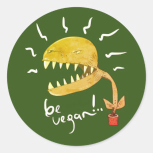 Adesivo ser vegan engraçado venus fly cartoon