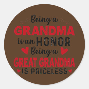 Adesivo Ser Vovó É Uma Honra Ser Vovó Excelente