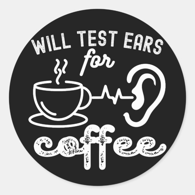 Adesivo Serão testadas orelhas para café, audiologia (Frente)