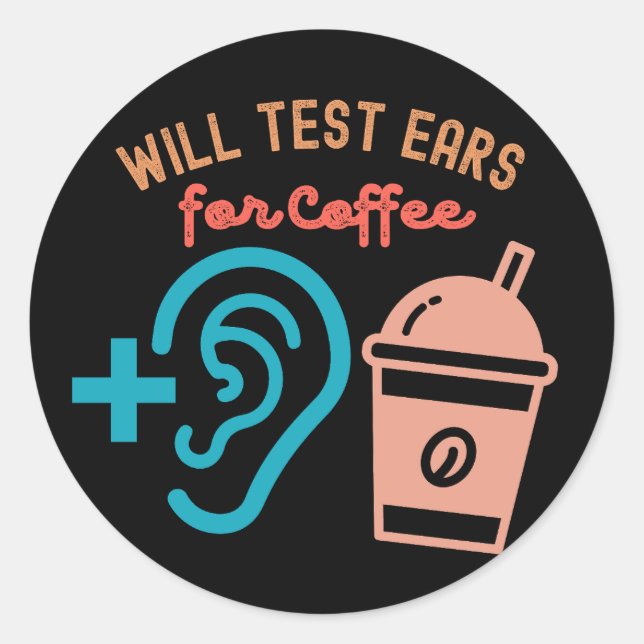 Adesivo Serão testadas orelhas para café, audiologia (Frente)