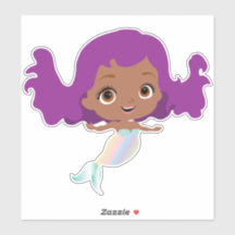 Sereia Afro-Americana Com Cabelo Roxo