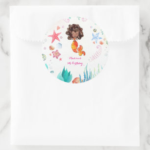 Adesivo Sereia Afro-Americana de Aniversário Obrigada