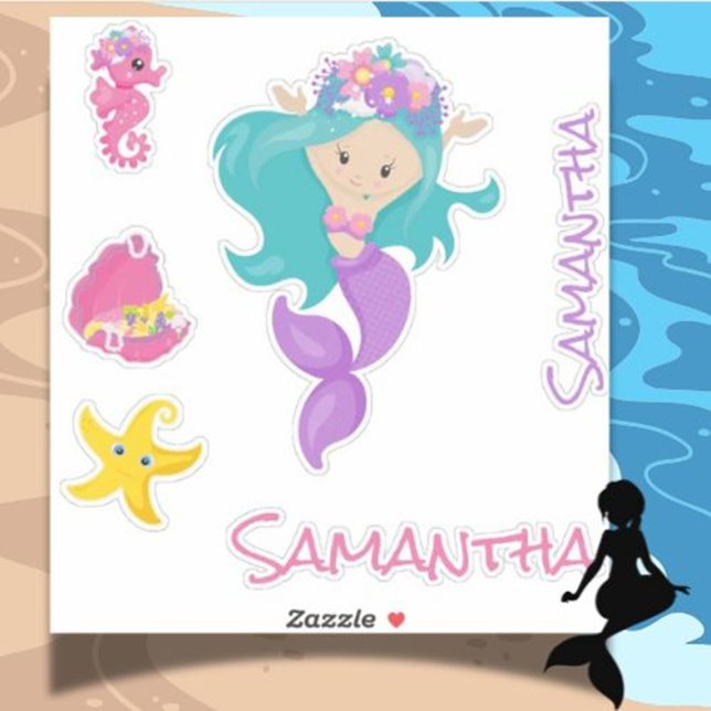 Adesivo Sereia Amigos do Mar Rosa (Your Personalized Mermaid Stickers Are Here!)