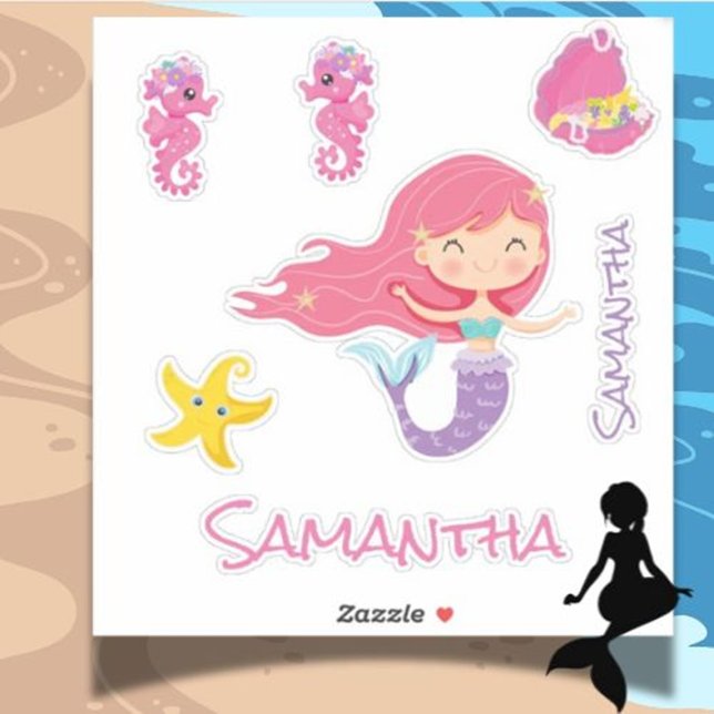 Adesivo Sereia Amigos do Mar Rosa (Brighten Up School Time with Our Pink Mermaid Sticker Collection!)