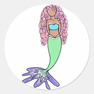 Adesivo sereia arco-íris rosa azul roxo verde preto encara