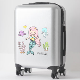 Adesivo Sereia Bestial Nome Personalizado Girassol