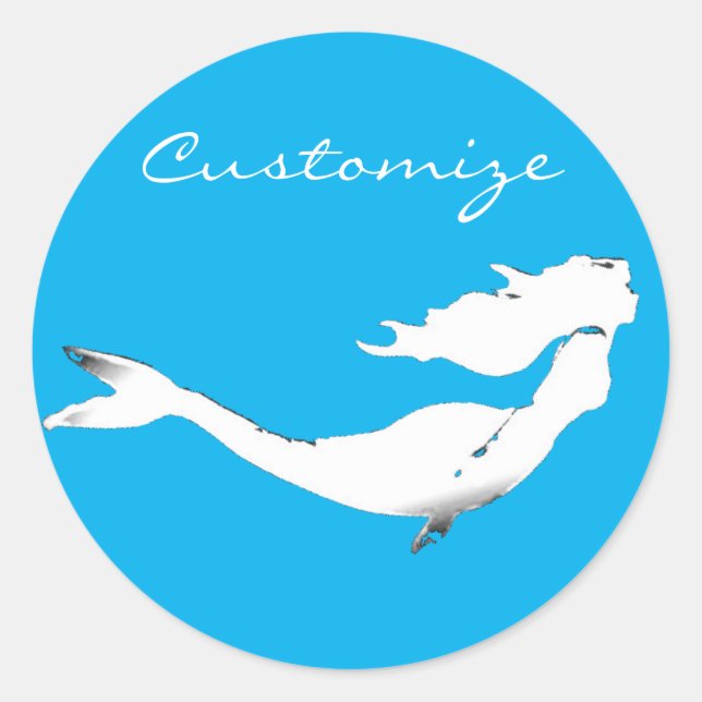 Adesivo Sereia Branca Submarina Nadando Thunder_Cove (Frente)