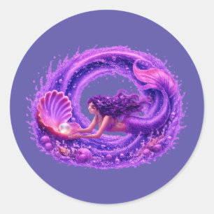 Adesivo Sereia Buscadora de Pérola Roxa Arte de Onda Fanta