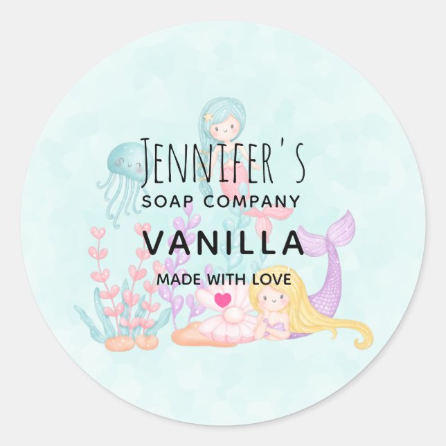 Adesivo Sereia Coca-Cola Sob Sabão De Aquarela Marinha (Frente)