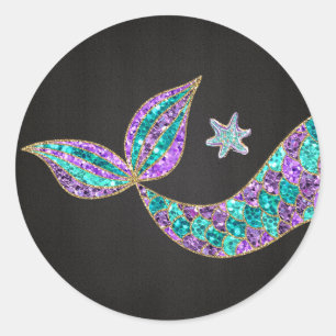 Adesivo Sereia com cola brilhante, sob o mar Obrigado