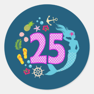 Adesivo Sereia de Aniversário do 2º 25, 25 anos