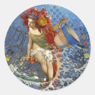 Adesivo Sereia de Aquário Arte Azul Gótica