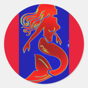 Adesivo sereia de pin-up vermelha