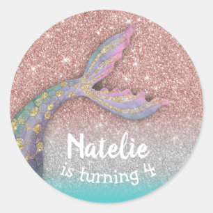 Adesivo Sereia debaixo do mar, Rosa Dourada garota, aniver