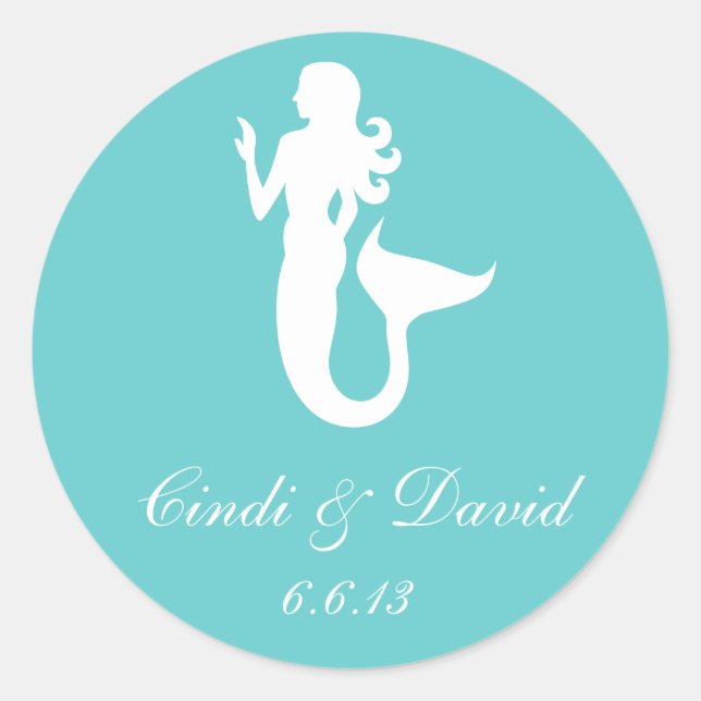Adesivo Sereia do Sticker de Casamento Personalizado (Frente)