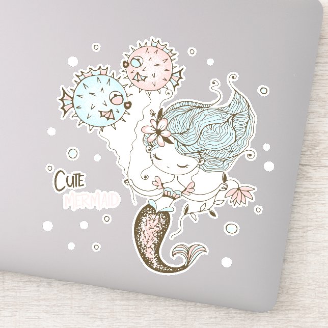 Adesivo Sereia e palheta de cauda de baiacu (Detalhe)