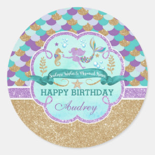 Adesivo Sereia Feliz Aniversário Personalizado