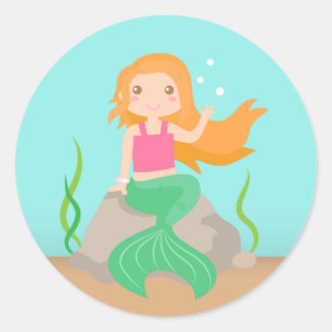 Adesivo Sereia fofa debaixo do mar, para meninas