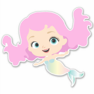 Adesivo Sereia Gelada com Cabelo Rosa