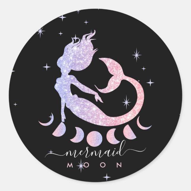 Adesivo sereia lua zodíaco espiritual rosa (Frente)