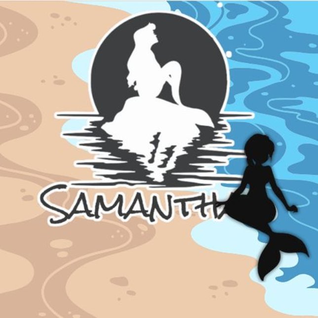 Adesivo Sereia Nome da Sereia Vinheta preta (Celebrate your child's special day with a magical mermaid under-the-sea birthday sticker)